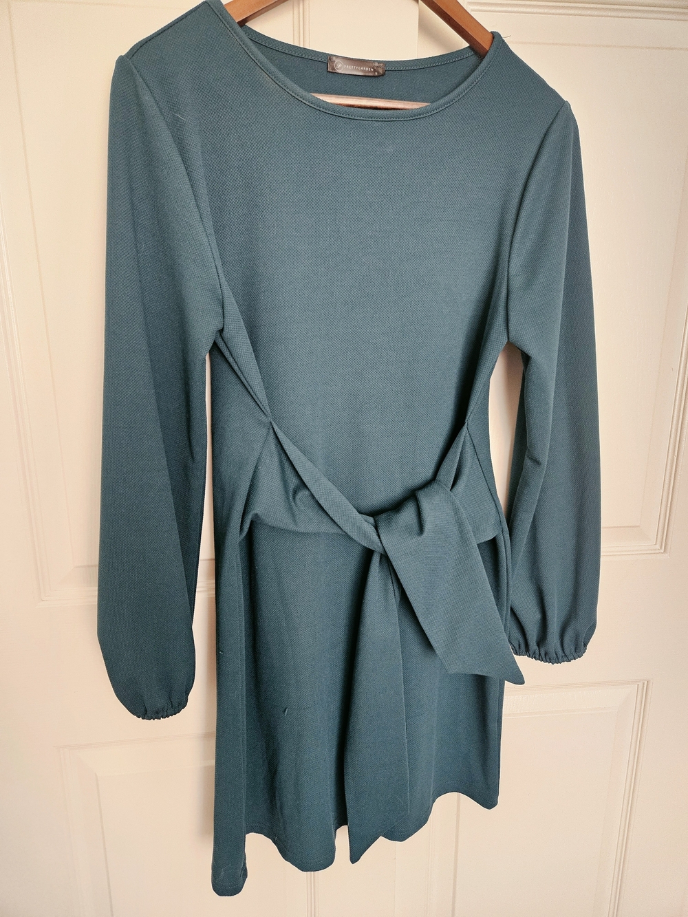 Women’s Long Sleeve Teal Tie-Waist Dress